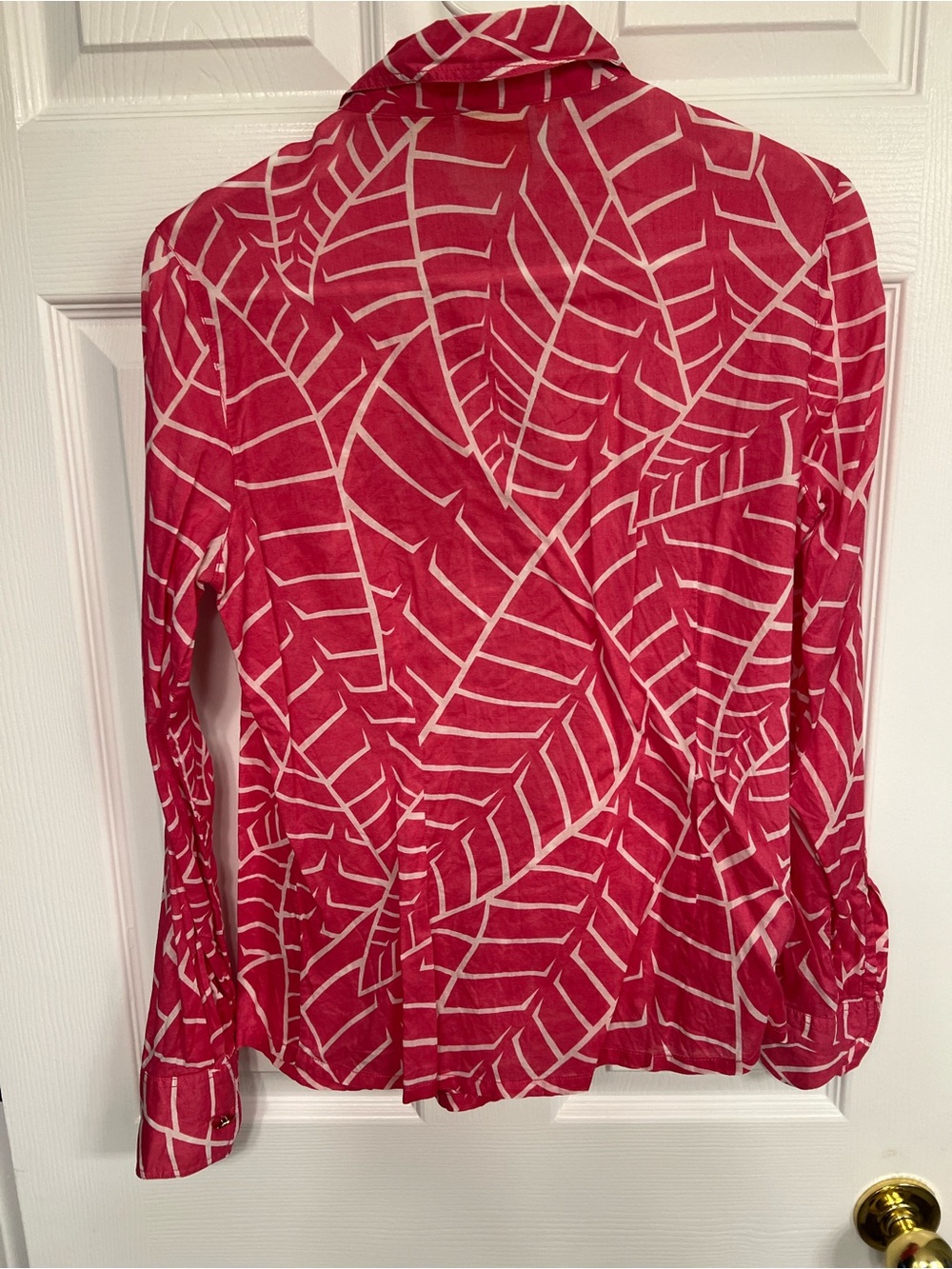 Tory Burch Hot Pink & White Printed Button-Down Shirt - Picture 3 of 4